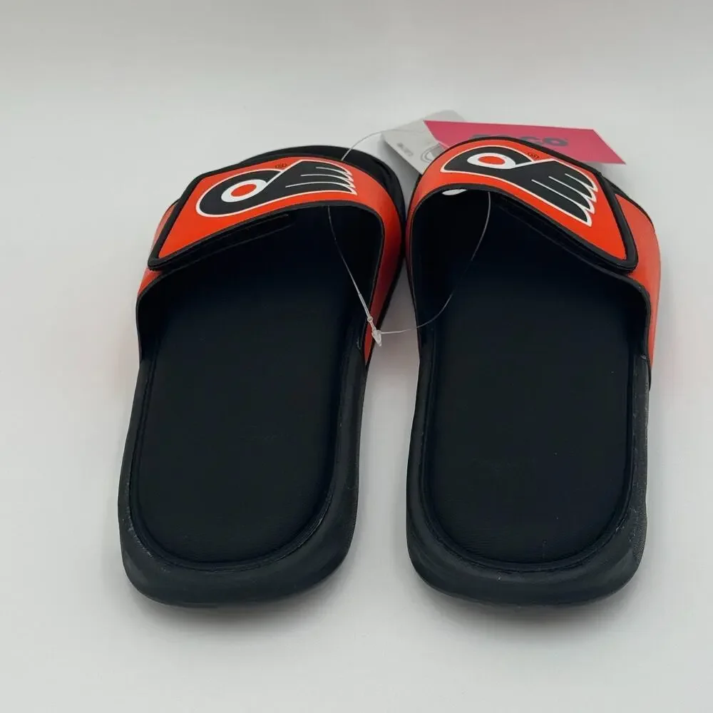 Philadelphia Flyers FOCO Slide Sandals Mens L 11-12 NHL‎ Shower Shoes NEW